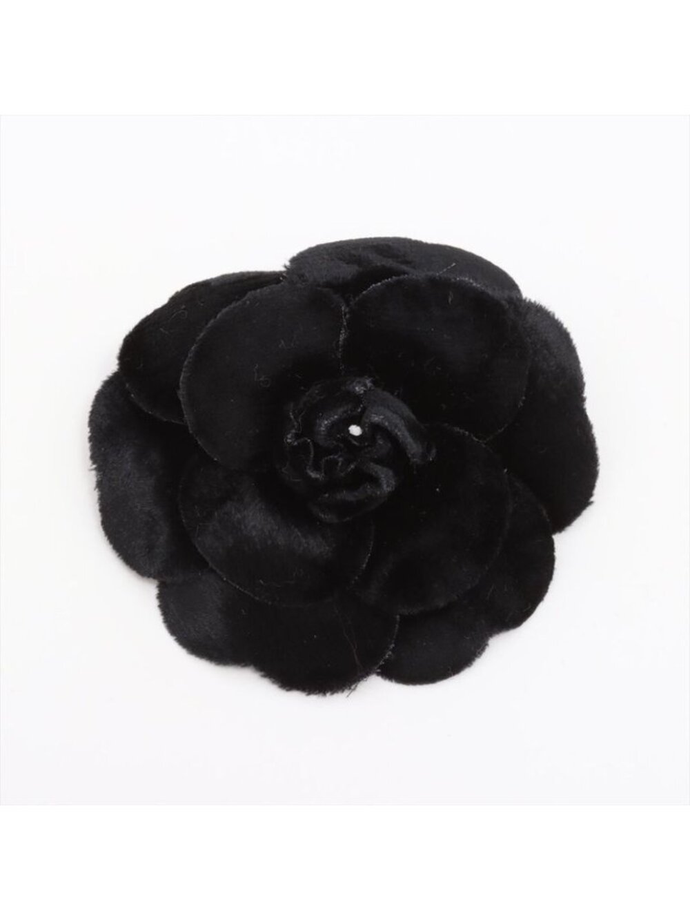 Chanel Camellia Fabric Corsage Brooch Black